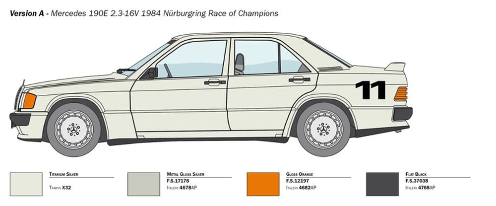 italeri-3624-mercedes-benz-190e-modellbausatz-1-24-auto image 4