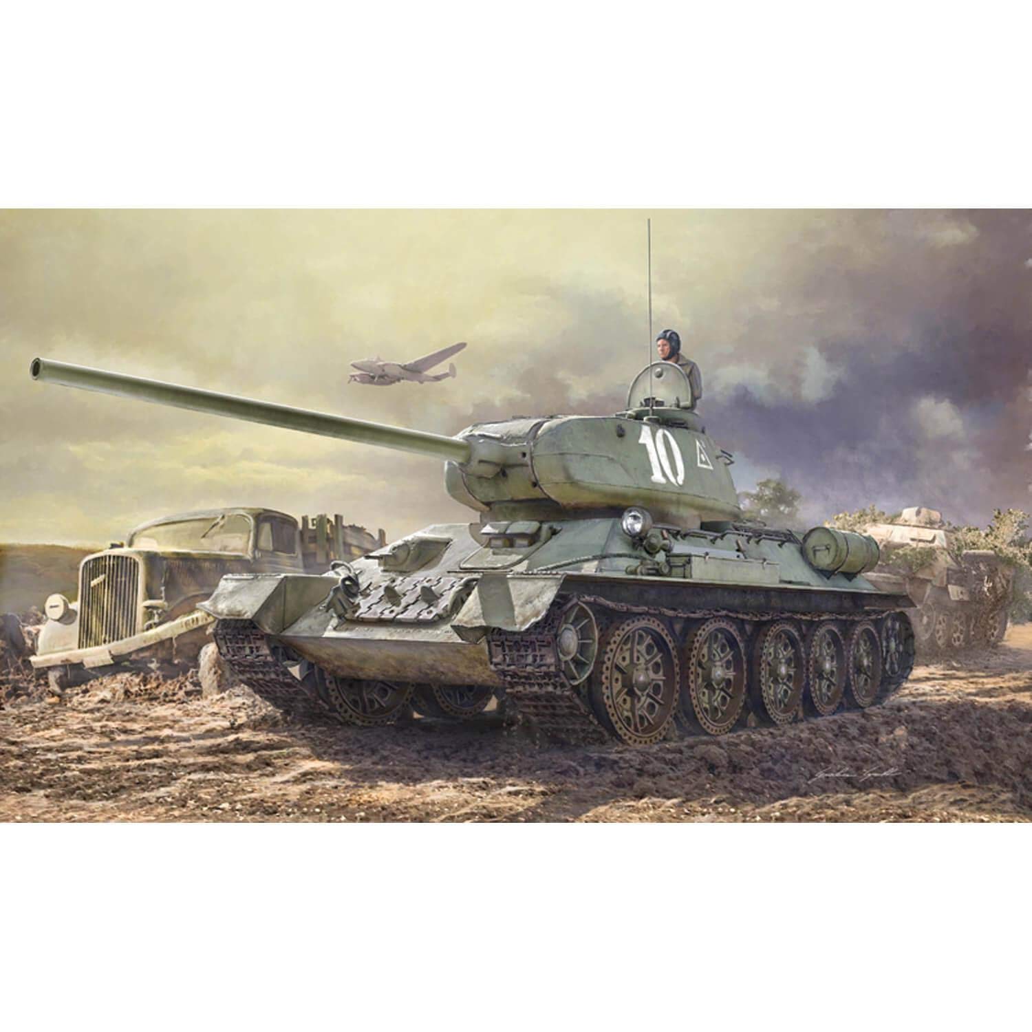 italeri-military-vehicles-6545s-t-34-85-panzermodell-1-35-klebebausatz image 1