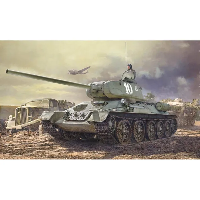 italeri-military-vehicles-6545s-t-34-85-panzermodell-1-35-klebebausatz image 1