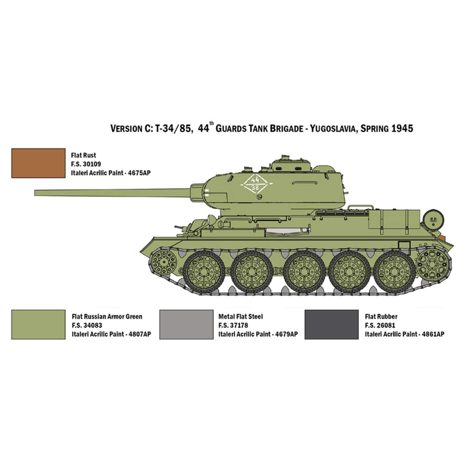 italeri-military-vehicles-6545s-t-34-85-panzermodell-1-35-klebebausatz image 5