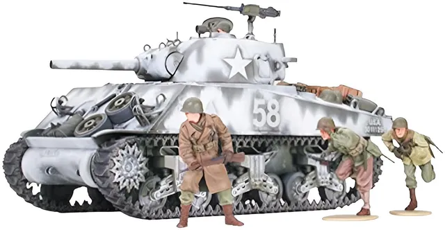 tamiya-1-35-m4a3-sherman-105mm-panzer-bausatz-mit-figuren image 1