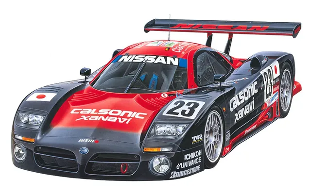 tamiya-1-24-sports-car-nissan-r390-gt1-modellbausatz-rot-wei image 1