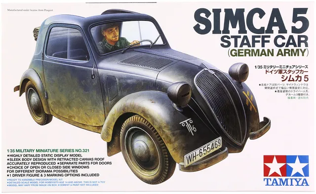 tamiya-simca-s5-35321-modellbausatz-1-35-wwii-dienstwagen-grau image 1