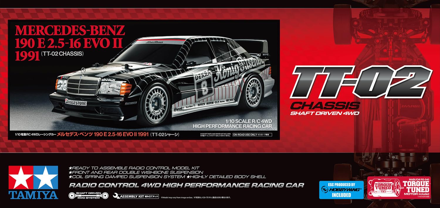tamiya-58752-mercedes-190e-evo-ii-rc-auto-1-10-tt-02 image 2
