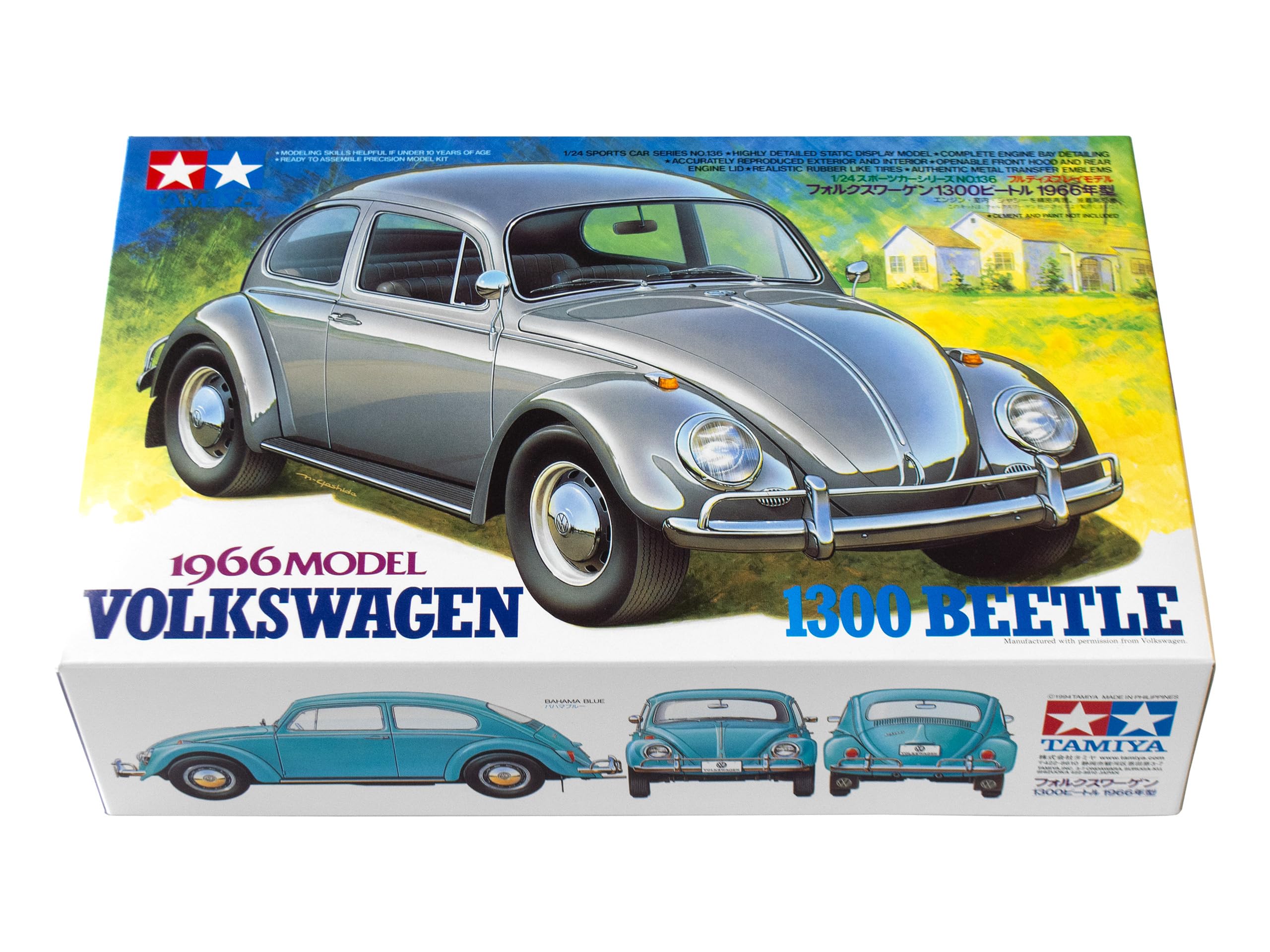 tamiya-24136-vw-k-fer-1300-modellbausatz-1-24-silber-1966 image 2