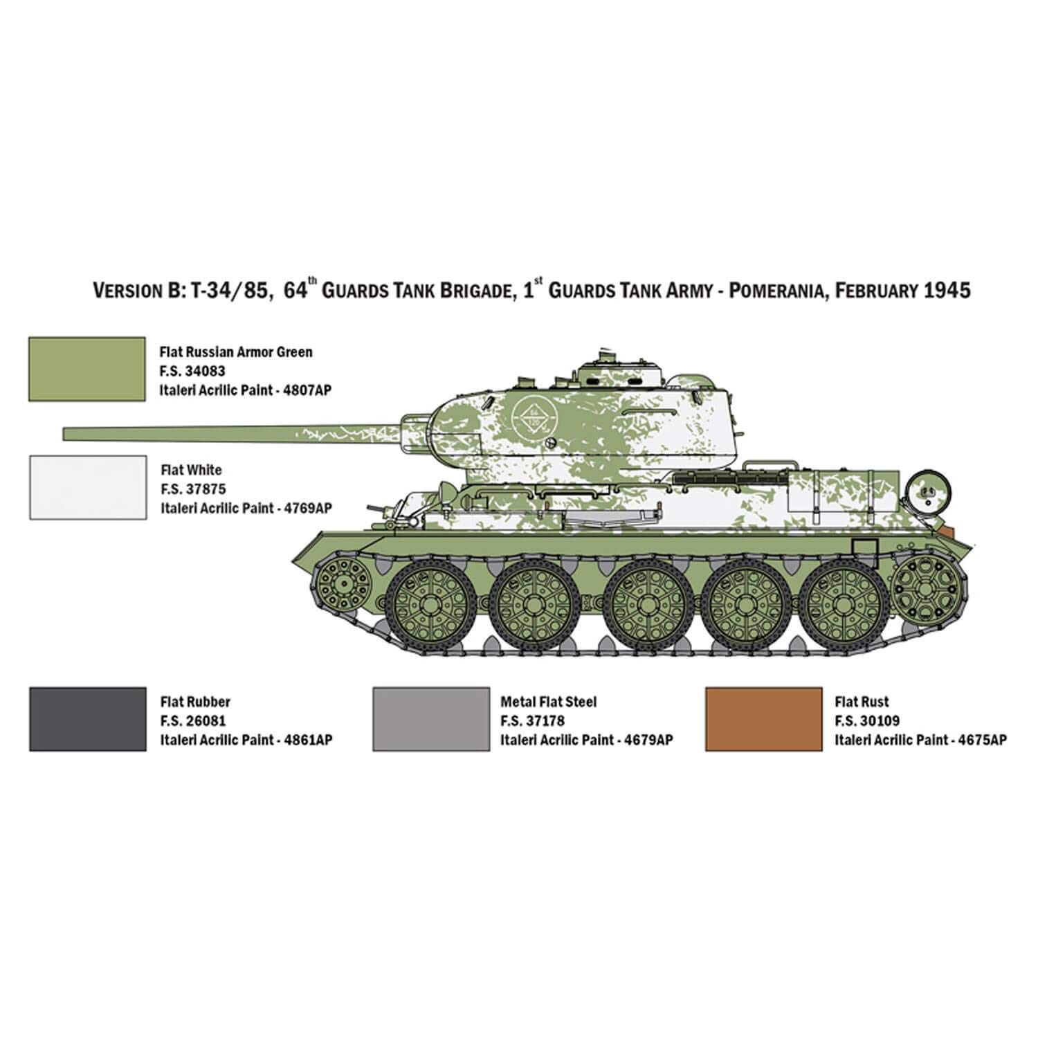 italeri-military-vehicles-6545s-t-34-85-panzermodell-1-35-klebebausatz image 6